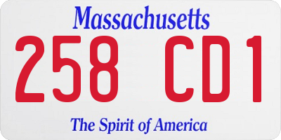 MA license plate 258CD1