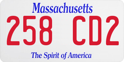 MA license plate 258CD2