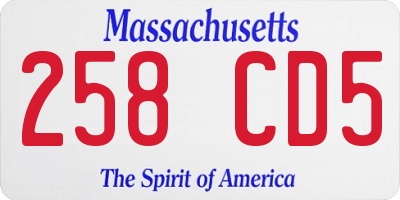 MA license plate 258CD5