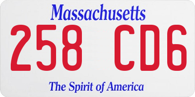 MA license plate 258CD6