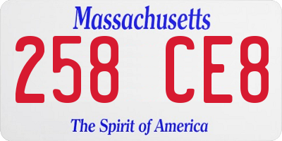 MA license plate 258CE8