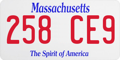 MA license plate 258CE9
