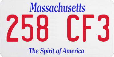 MA license plate 258CF3