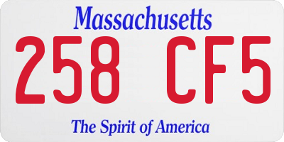 MA license plate 258CF5