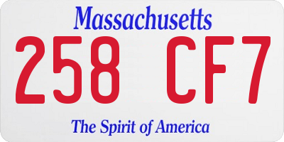 MA license plate 258CF7