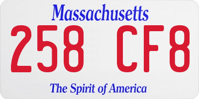 MA license plate 258CF8