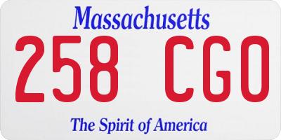 MA license plate 258CG0