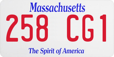 MA license plate 258CG1