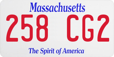 MA license plate 258CG2