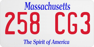 MA license plate 258CG3