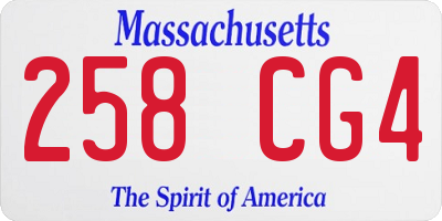 MA license plate 258CG4