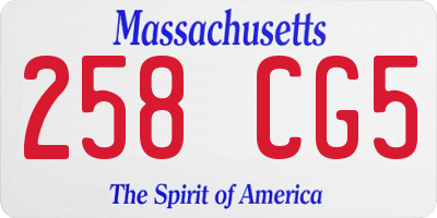 MA license plate 258CG5