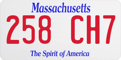 MA license plate 258CH7