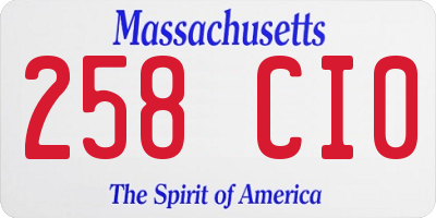 MA license plate 258CI0
