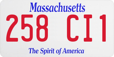 MA license plate 258CI1