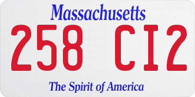 MA license plate 258CI2