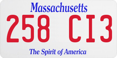 MA license plate 258CI3