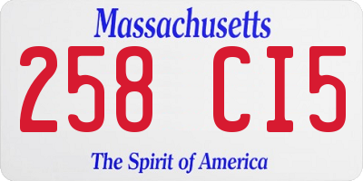 MA license plate 258CI5