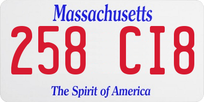 MA license plate 258CI8