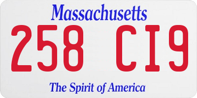 MA license plate 258CI9