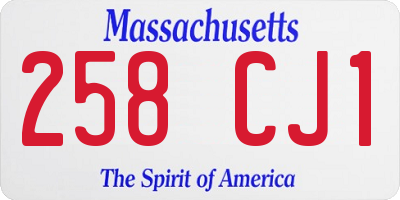 MA license plate 258CJ1