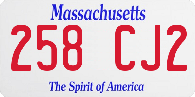 MA license plate 258CJ2