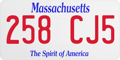 MA license plate 258CJ5