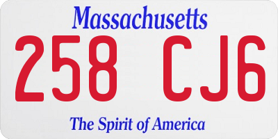 MA license plate 258CJ6