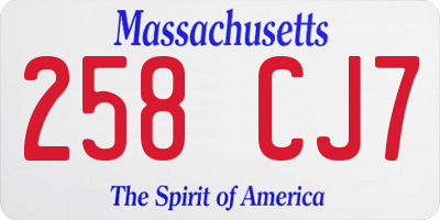 MA license plate 258CJ7