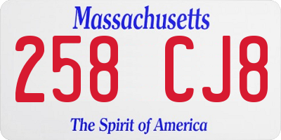 MA license plate 258CJ8