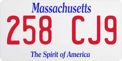MA license plate 258CJ9