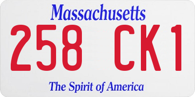 MA license plate 258CK1