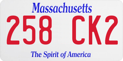 MA license plate 258CK2