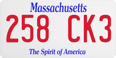 MA license plate 258CK3