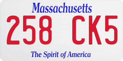 MA license plate 258CK5