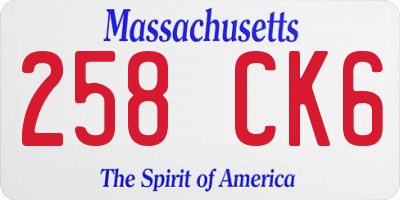 MA license plate 258CK6