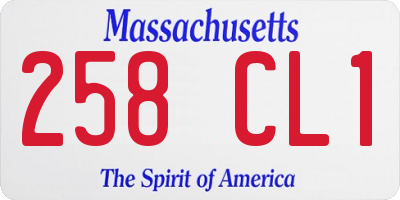 MA license plate 258CL1