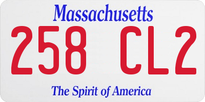 MA license plate 258CL2
