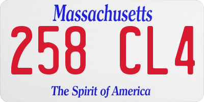 MA license plate 258CL4