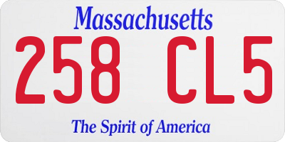 MA license plate 258CL5