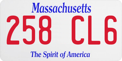 MA license plate 258CL6