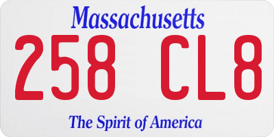 MA license plate 258CL8