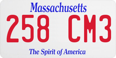 MA license plate 258CM3