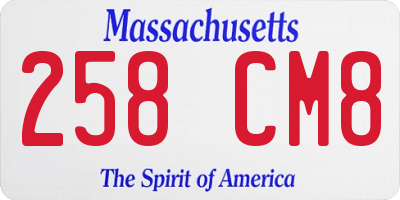 MA license plate 258CM8