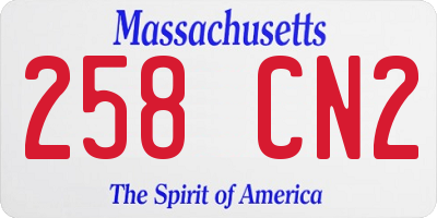 MA license plate 258CN2