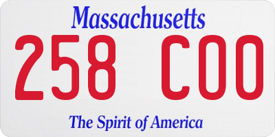 MA license plate 258CO0