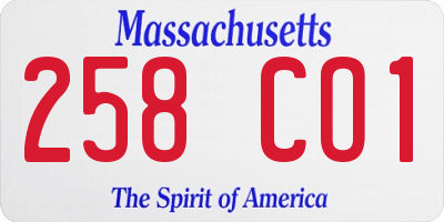 MA license plate 258CO1