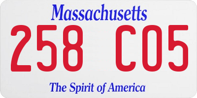 MA license plate 258CO5