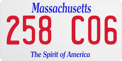 MA license plate 258CO6