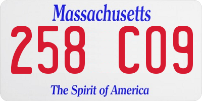 MA license plate 258CO9